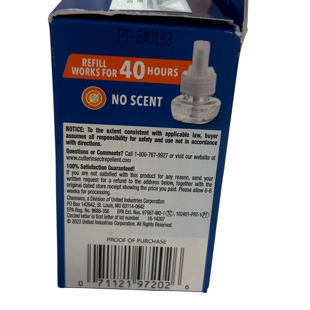 Cutter Mosquito Repellent Refill 40 Hour No Scent‎ for Eclipse Zone Repellent